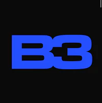the b3 logo on a black background