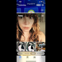 a woman's face is shown on an iphone screen