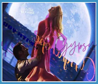 a man and woman dancing in front of a full moon