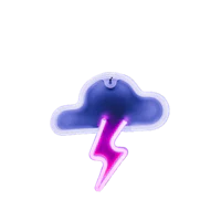 a neon cloud with a lightning bolt on it