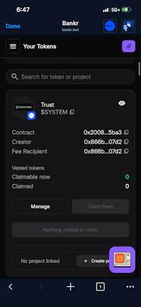 a screenshot of a phone screen showing the settings for a project