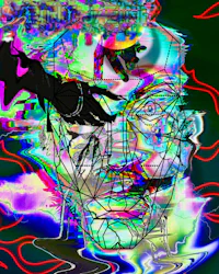 a psychedelic image of a man's face