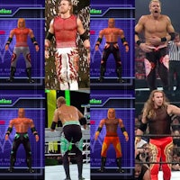 wwe wrestlers are shown in different poses
