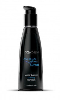 a bottle of aqua chill body lotion on a white background