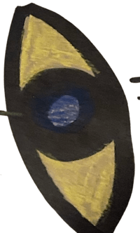 a painting of an eye on a black background