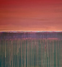 an abstract painting of a red and orange sky