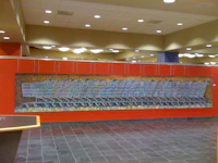 a large painting on the ceiling of a building