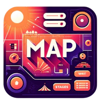 a map icon with a colorful background