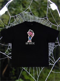 a black t - shirt with a cartoon character on it