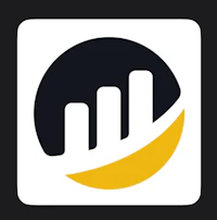 a yellow and black icon with a bar graph