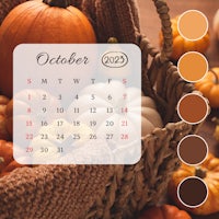 october 2020 calendar with pumpkins in a basket