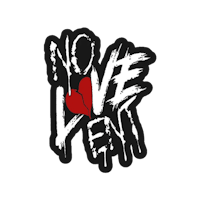 a sticker with the word no love on it