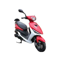 a red and white scooter on a black background
