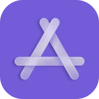 the app icon on a purple background