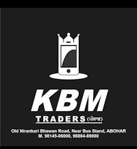 kbm traders logo on a black background