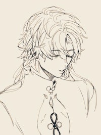 a drawing of an anime character with long hair