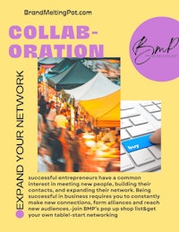 a flyer with the words collab - oration