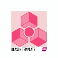 a pink logo with the words reason template on it