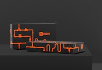 a black box with orange lines on it