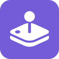 a game controller icon on a purple background