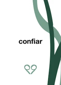 a green and white logo with the word confar on it