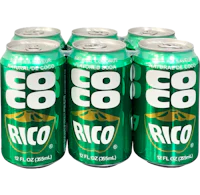 four cans of coco rico on a black background