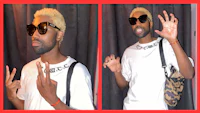 two pictures of a man with blond hair and sunglasses