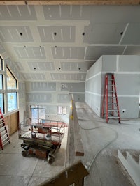 the inside of a room that is being remodeled