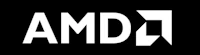 the amd logo on a black background