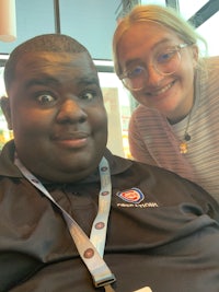 a man and a woman posing for a picture
