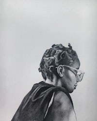 a drawing of a woman with glasses
