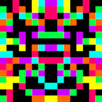 a colorful pixel pattern on a black background