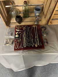 a table full of various items on a table