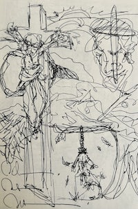 a sketch of jesus on the cross