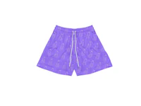 a pair of purple shorts with a design on them