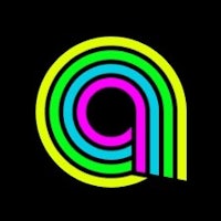 neon letter a on a black background