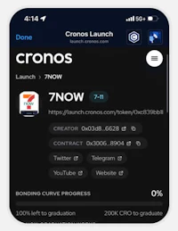 a screenshot of the cronos launch app on an iphone