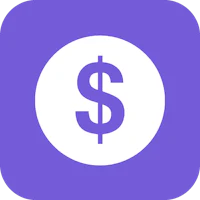 a purple square with a dollar sign icon