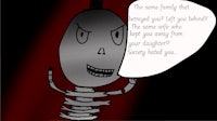 a cartoon of a skeleton with a speech bubble