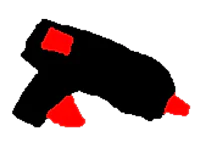 a black and red glue gun on a black background