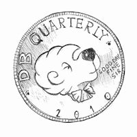 a drawing of a quarter coin with a bear on it