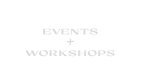 a black background with the words events & workshops