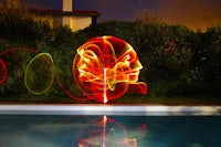 a pool with a light painting on it