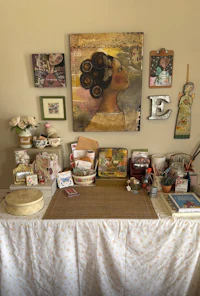 a table with a lot of items on it