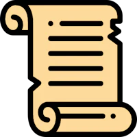 a scroll icon on a white background