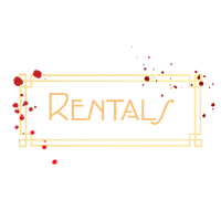 the logo for rentals on a black background