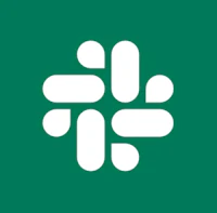 a white logo on a green background