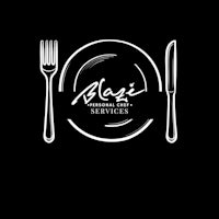 a logo with a plate and fork on a black background