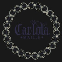 the logo for carla mallie on a black background
