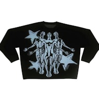 a black sweatshirt with stars on it